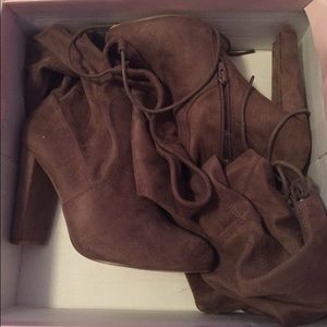 Taupe heeled boots